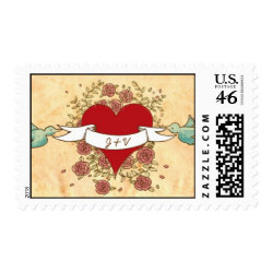 Rock 'n' Roll Wedding Postage (Roses) stamp