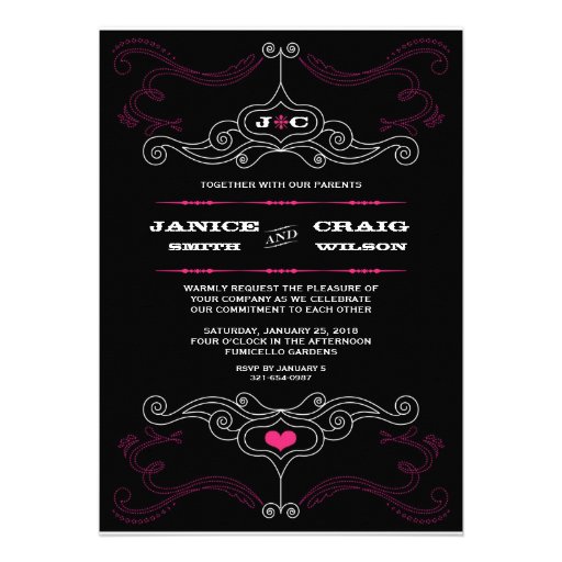 Rock n Roll Wedding Poster (Black / Pink) Personalized Invitation