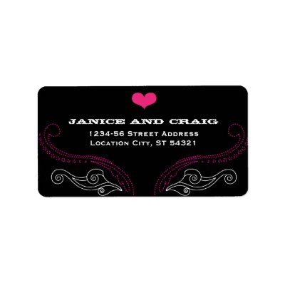 Rock 'n' Roll Wedding Poster (Black / Pink) Custom Address Labels