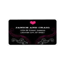 Rock 'n' Roll Wedding Poster (Black / Pink) Custom Address Labels
