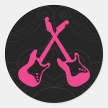 Rock 'n' Roll Wedding Poster (Black / Pink) Stickers