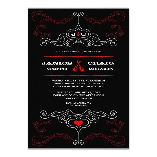 Rock n Roll Wedding Poster (Black / Red) Personalized Invitations