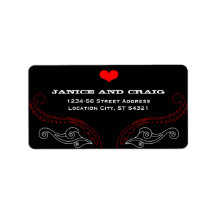 Rock 'n' Roll Wedding Poster (Black / Red) Personalized Address Labels