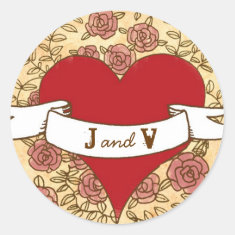 Rock 'n' Roll Wedding (Roses) Favor Sticker / Seal