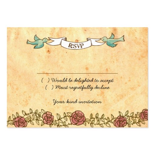 Rock 'n' Roll Wedding (Roses) RSVP Card Business Card Templates (front side)