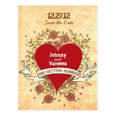 Rock 'n' Roll Wedding (Roses) Save the Date Postcard
