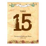 Rock 'n' Roll Wedding (Roses) Table Number postcards