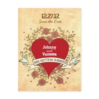 Rock 'n' Roll Wedding Save the Date (Roses) postcard