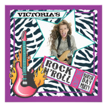 Rock N'Roll Rock Star Birthday Party Invitations