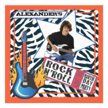 Rock N'Roll Rock Star Birthday Party Invitations