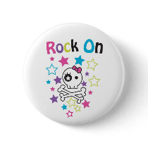 ROCK ON CUTE SKULLS AND BONES FOR GIRLS PINBACK BUTTONS