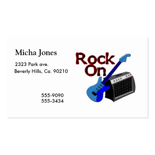 Rock On Guitar & Amp Business Card Template (front side)