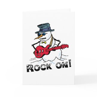 Rock On Guitar Playing Snowman card
