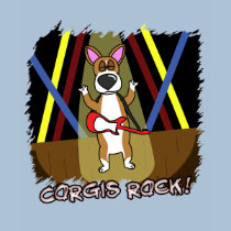 Rock On Pembroke Welsh Corgi Ladies t-shirts by MenagerieMayhem Rock On Pembroke Welsh Corgi Ladies t-shirts