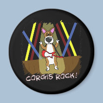 Rock On Pembroke Welsh Corgi magnets by MenagerieMayhem Rock On Pembroke Welsh Corgi magnets