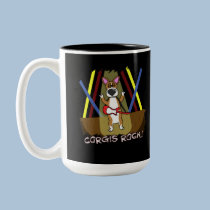 Rock On Pembroke Welsh Corgi mugs by MenagerieMayhem Rock On Pembroke Welsh Corgi mugs