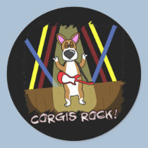 Rock On Pembroke Welsh Corgi stickers by MenagerieMayhem Rock On Pembroke Welsh Corgi stickers