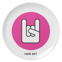 rock on rock hand pink icon plate plates