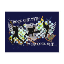 Rock Out With Your Cock Out Post Card postcards by yooygear Rock Out With Your Cock Out Post Card postcards