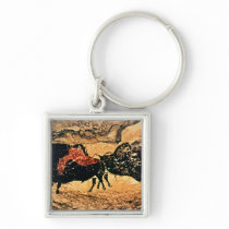 Rock painting of bison, c.17000 BC Keychain
