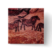Rock painting of tarpans , c.17000 BC Pinback Button