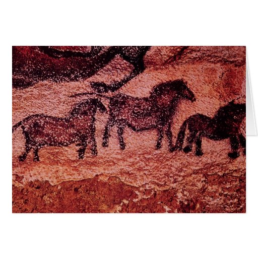 Rock painting of tarpans , c.17000 BC Greeting Card