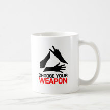 Rock, Paper, Scissors, Choose Your weapon Mugs