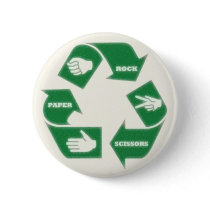 Rock Paper Scissors~ Recycle! Pin Button