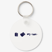 Rock Paper Shotgun keychains by CasuallyHardcore Rock Paper Shotgun keychains