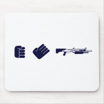 Rock Paper Shotgun mousepads by CasuallyHardcore Rock Paper Shotgun mousepads