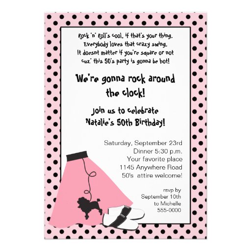 Rock Roll 50 S Birthday Invitation 5 Quot X 7 Quot Invitation Card Zazzle Rock Birthday Invitation Templates