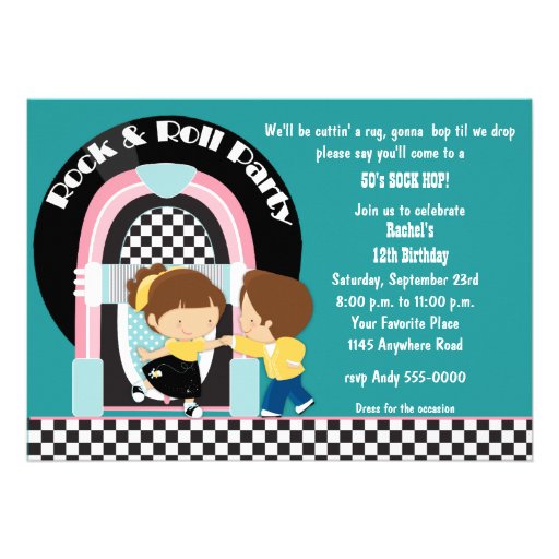 Rock & Roll Dancers Birthday Invitation