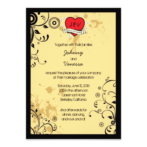 Rock & Roll Grungy Heart Invitations