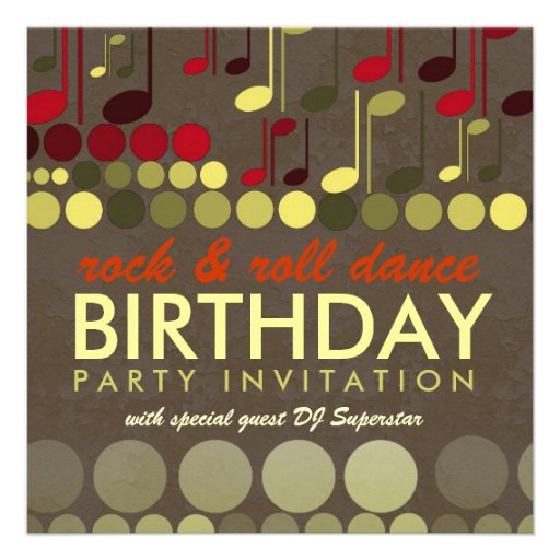 Rock & Roll Music Birthday Party Invitation