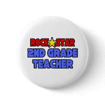 Rock Star 2nd Grade Teacher Pinback Button