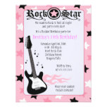 ROCK STAR 4x5 Pink Rocker Birthday Invitation