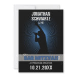 Rock Star Bar Mitzvah Invitation, Black/Silv/Blue