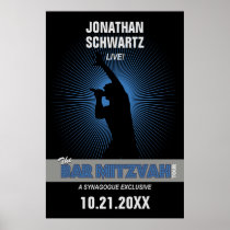 Rock Star Bar Mitzvah Poster in Black/Silver/Blue