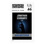 Rock Star Bar Mitzvah Stamp Black/Silver/Blue, Lrg