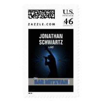 Rock Star Bar Mitzvah Stamp Black/Silver/Blue, Lrg stamps