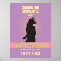 Rock Star Bat Mitzvah Poster-Purple Pink