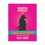 Rock Star Bat Mitzvah Save the Date in Hot Pink Post Card