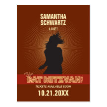Rock Star Bat Mitzvah Save the Date Post Cards