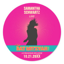 Rock Star Bat Mitzvah Sticker in Hot Pink