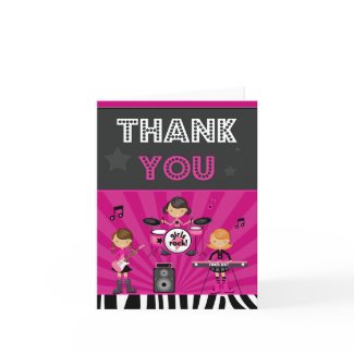 Rock Star Birthday Party Thank You Card