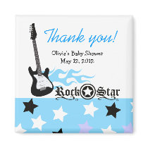 ROCK STAR Blue Baby Shower Favor Magnet