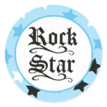 Rock Star (Blue) Envelope Seals / Toppers 20 Round Sticker