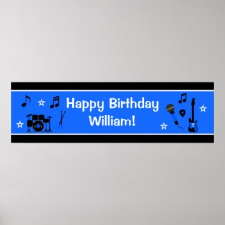 Rock Star Boy Birthday Banner 40x12