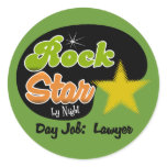 Rock Star By Night - Day Job Lawyer stickers