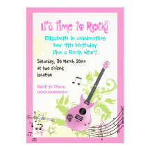 Rock star girly electric guitar birthday announcement